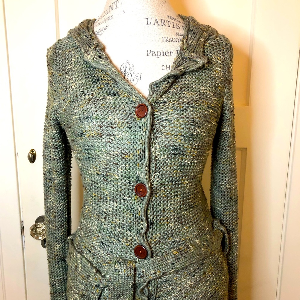 BCBG Max Azria sage green duster